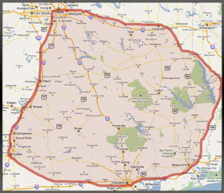 Areas we service.  Serving East Texas, Central Texas, and Western Louisiana